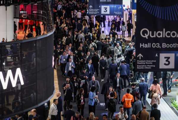 People walking at Mobile World Congress in Barcelona