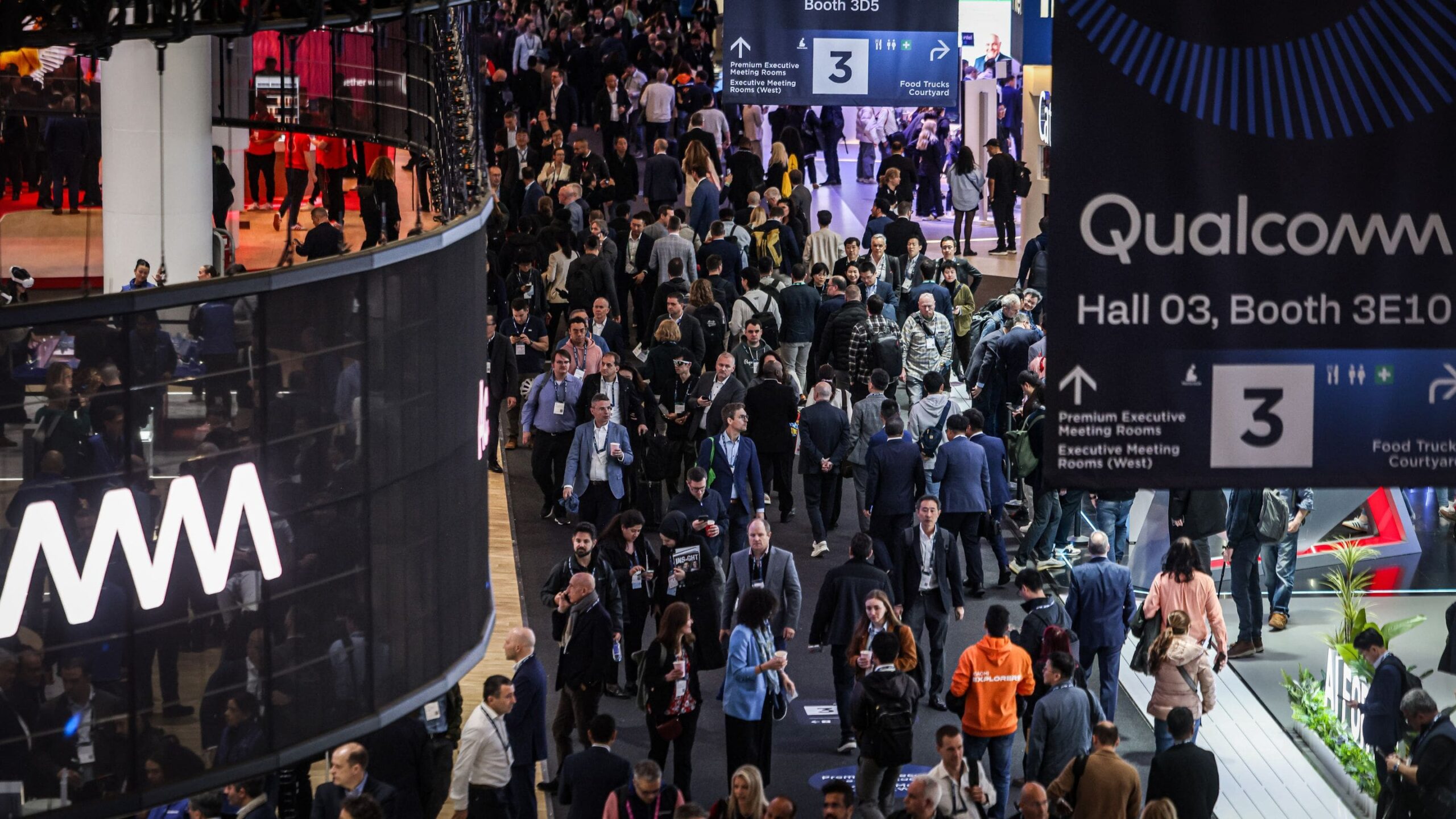 People walking at Mobile World Congress in Barcelona